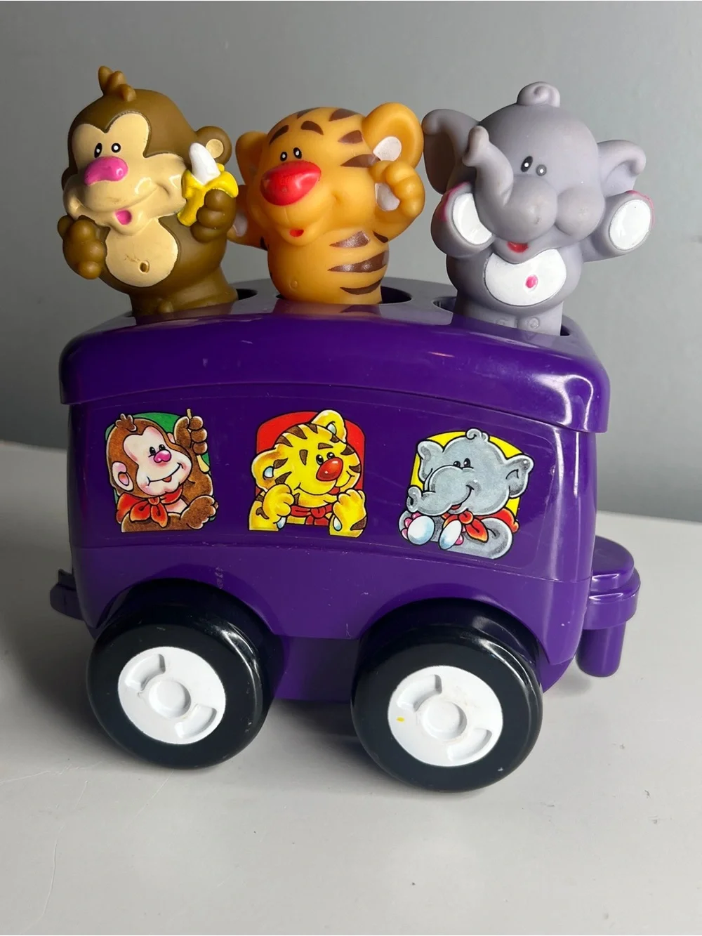 Little Tikes Purple Choo Zoo Train w/ Monkey, Tiger, & Elephant Figures - WORKS!